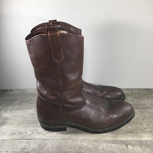 Mens Red Wing Leather Steel Toe Pull On Motorcycle Cowboy Western